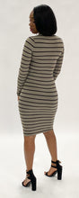 Load image into Gallery viewer, Gray Stripped Midi Dress