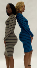 Load image into Gallery viewer, Gray Stripped Midi Dress