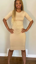 Load image into Gallery viewer, Nude Modest Midi Dress